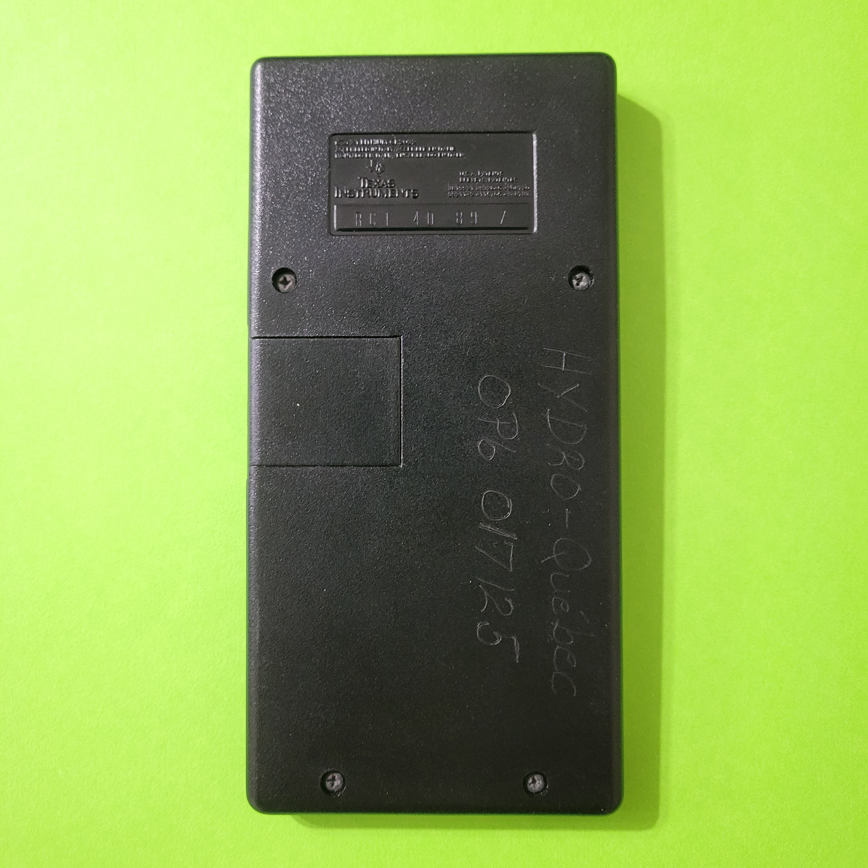 An image of the back of the Texas Instruments TI-68 scientific calculator
